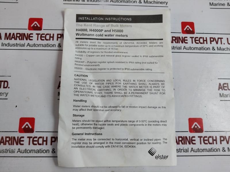 Elster H4000 Waltman Cold Water Meter Map16Bar 18W724404