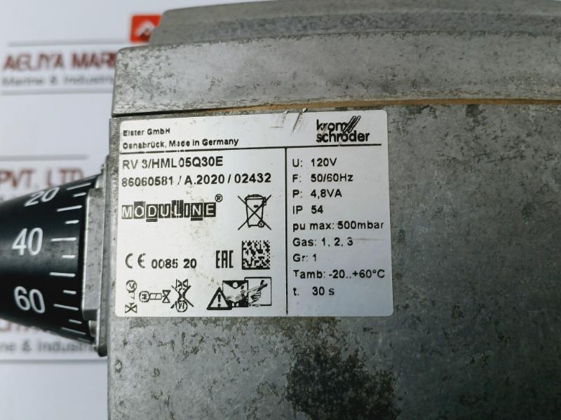 Elster Rv 3/hml05q30e Gas Control Valve 120v 50/60hz 500mbar Ip54