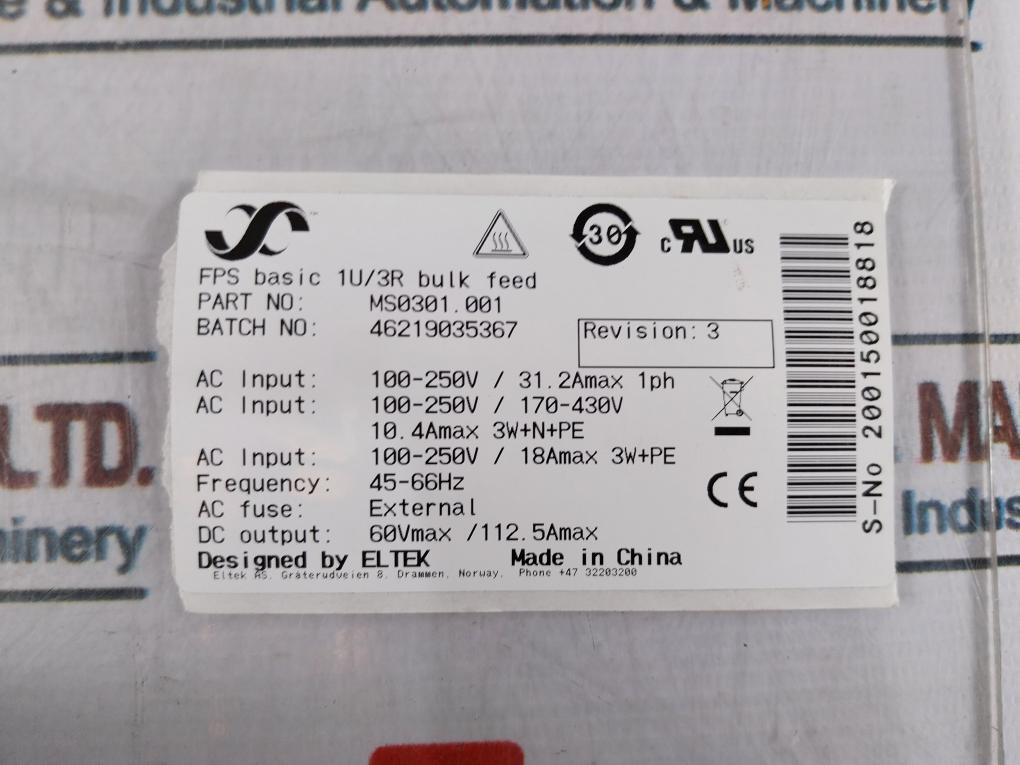 Eltek CMES0301.1000 Embedded Power System Revision: 3