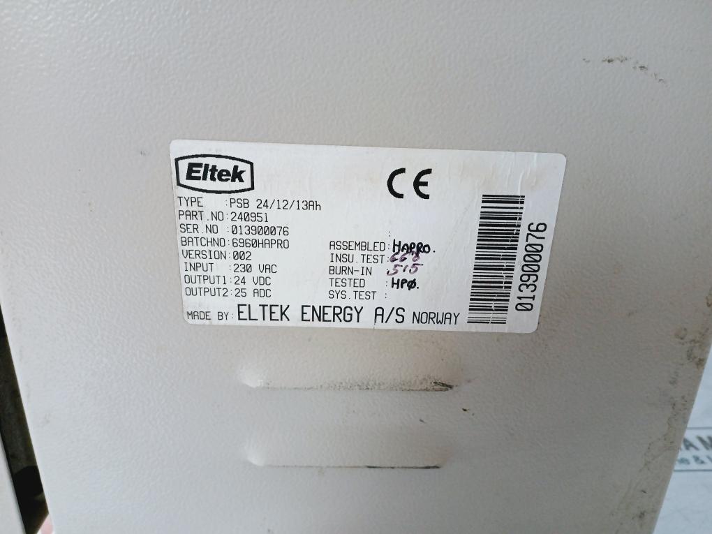 Eltek Energy Psb 24/12/13Ah Uninterupt Power Supply 40-400Hz