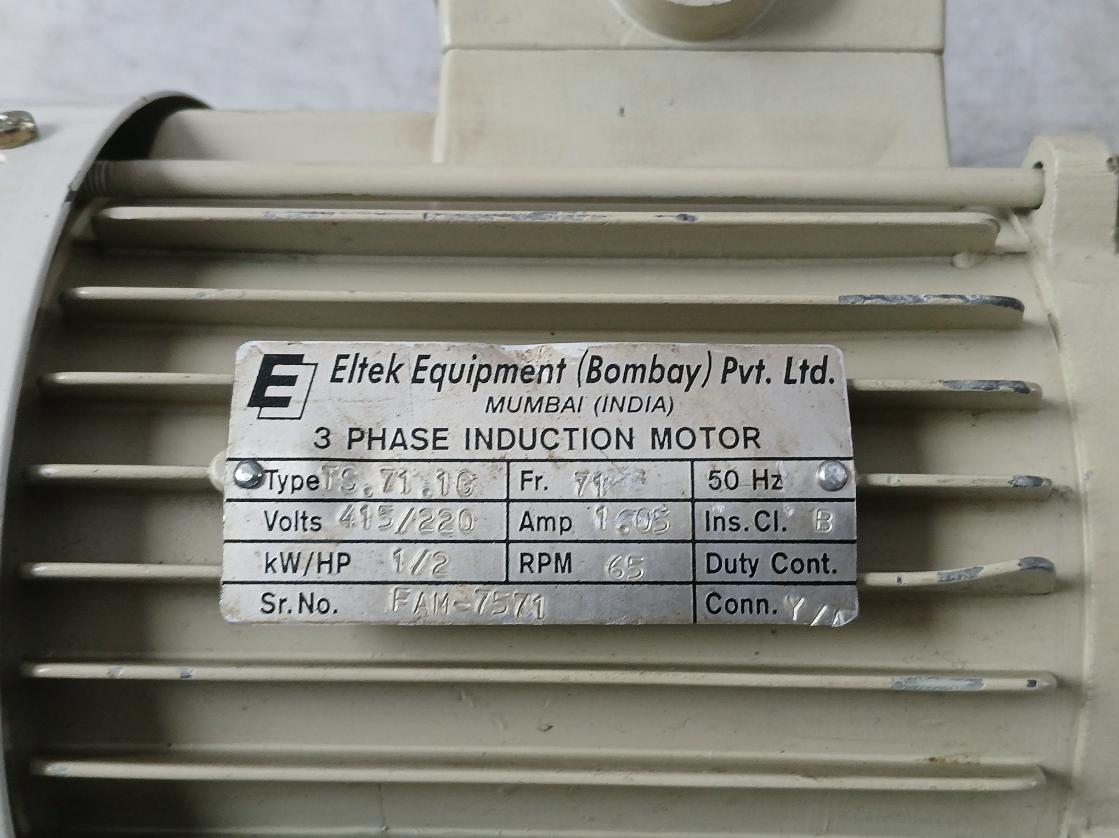 Eltek Equipment Ts.71.1G 3 Phase Induction Motor 415/220V 1.05Amp 65Rpm 50Hz
