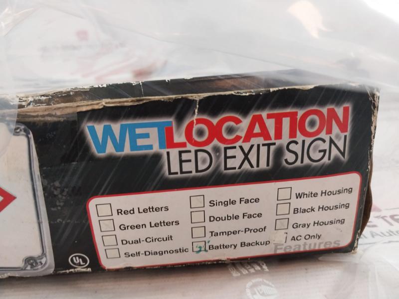 Emergency Lighting Power Equipment Wlezxteu1Ggem-cw Wet Location Led Exit Sign