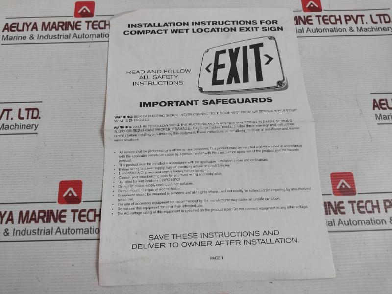 Emergency Lighting Power Equipment Wlezxteu1Ggem-cw Wet Location Led Exit Sign