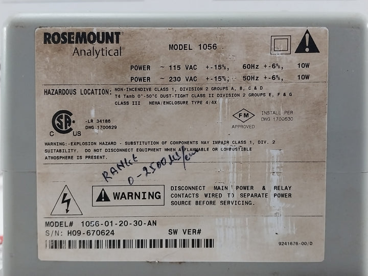 Emerson 1056-01-20-30-an Liquid Analyzer