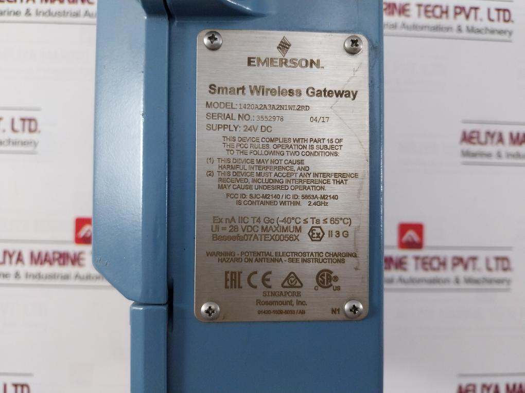 Emerson 1420A2A3A2N1Wl2Rd Smart Wireless Gateway 753-6026-3005/Ab Rev: Aa 24Vdc