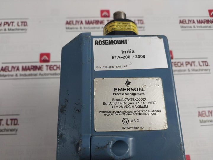 Emerson 1420A2A3A4N1Wl4 Smart Wireless Gateway 753-6026-3005/Aa 24Vdc 0.5 Amps