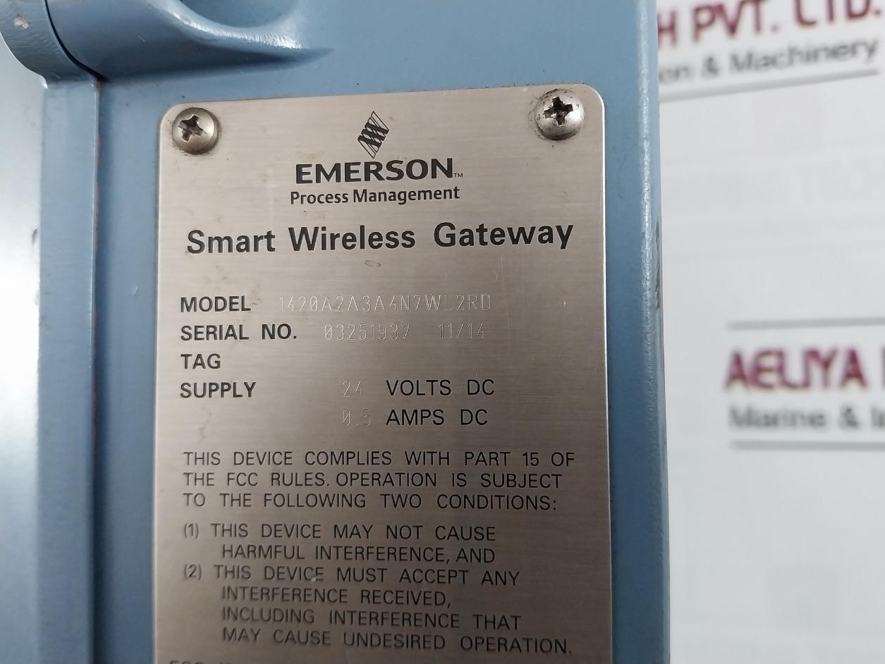 Emerson 1420A2A3A4N7Wl2Rd Smart Wireless Gateway 753-6026-3005/Aa 24Vdc 0.5 Amps