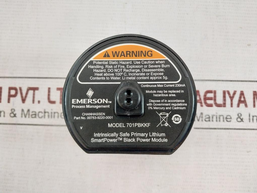 Emerson 701Pbkkf Intrinsically Safe Primary Lithium Battery