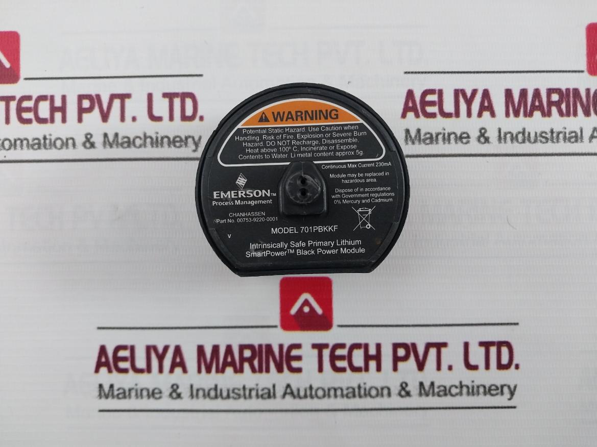 Emerson 701Pbkkf Intrinsically Safe Primary Lithium Black Power Module 230Ma