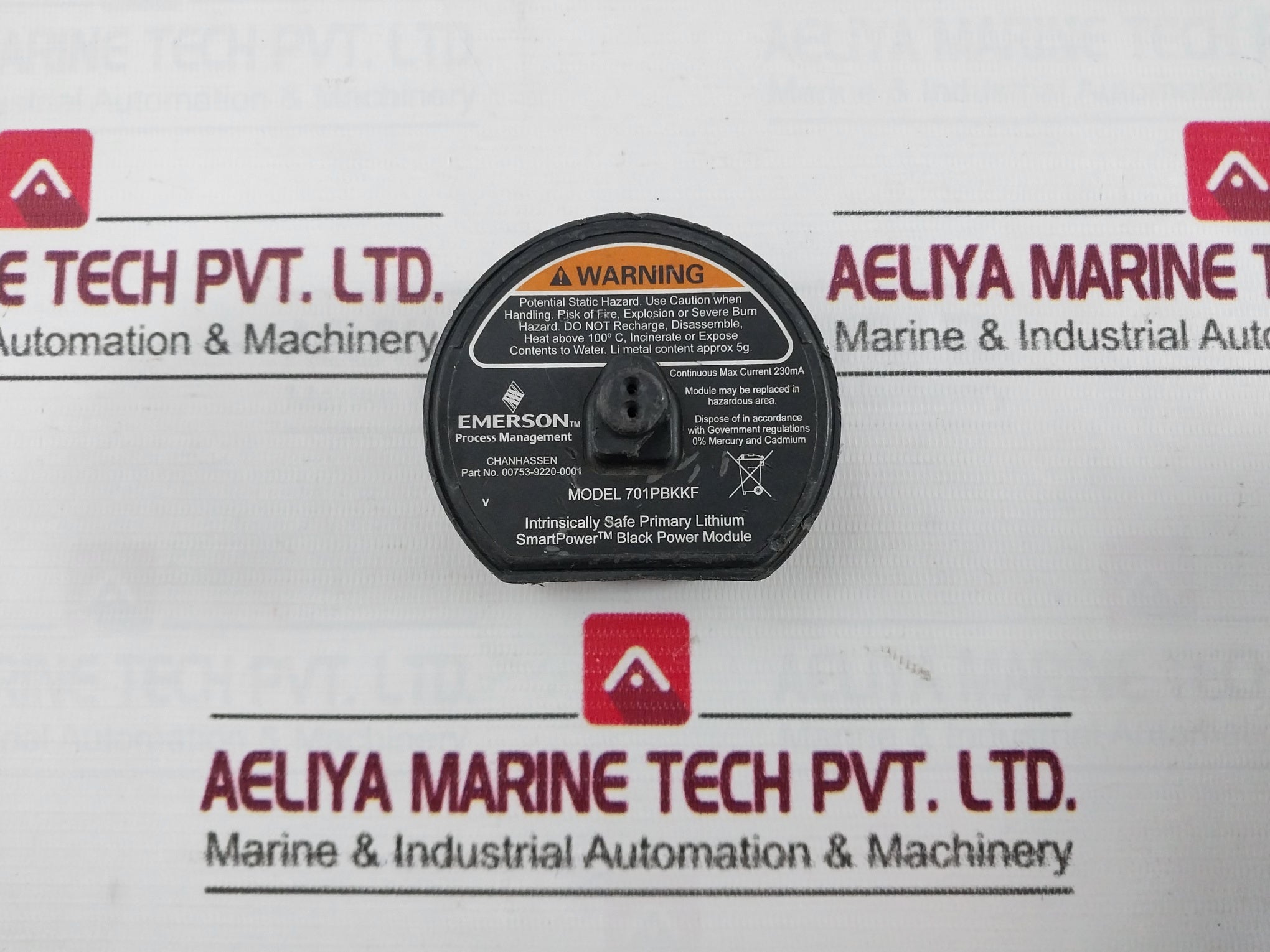 Emerson 701Pbkkf Intrinsically Safe Primary Lithium Black Power Module 230Ma 7.8