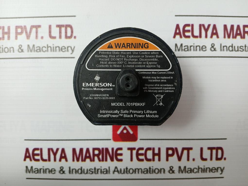 Emerson 701Pbkkf Smart Intrinsically Safe Primary Lithium Black Power Module