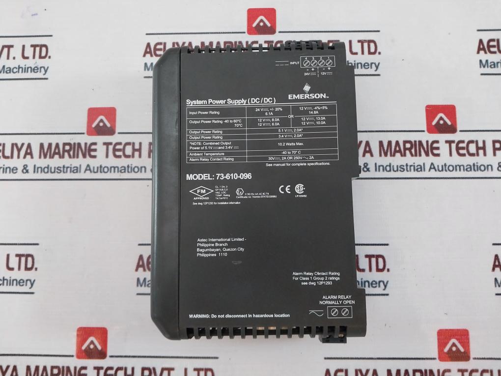 Emerson 73-610-096 System Power Supply 12P3935X032 Rev: F (Not Working)