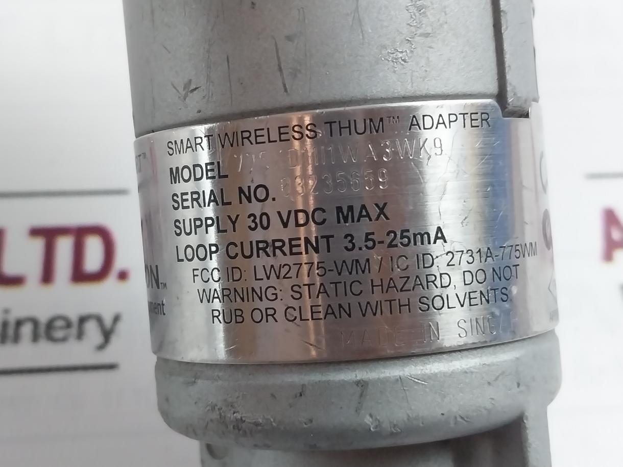 Emerson 775Xd11/1Wa3Wk9 Smart Wireless Thum Adapter 30 Vdc Max 3.5-25Ma Ip66