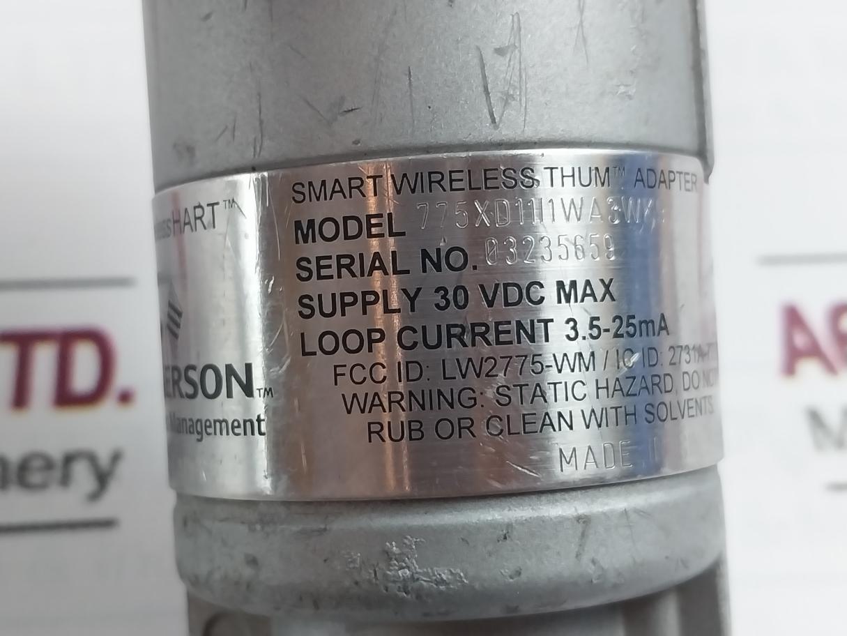 Emerson 775Xd11/1Wa3Wk9 Smart Wireless Thum Adapter 30 Vdc Max 3.5-25Ma Ip66