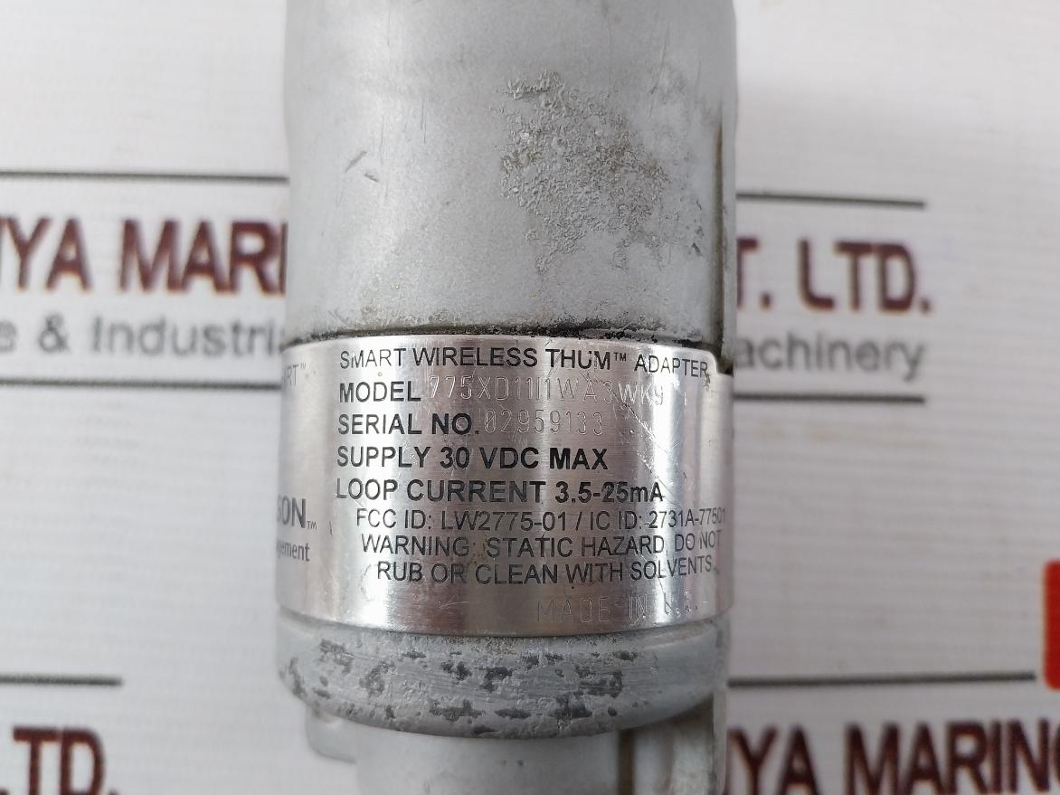 Emerson 775Xd11I1Wa3Wk9 Smart Wireless Thum Adapter 30Vdc Ip66 Ex Ia Iic T4