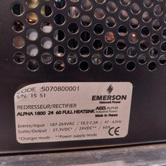 Emerson Alpha 1800 24 60 Rectifier Module 5070800001 187-264Vac 47-63Hz