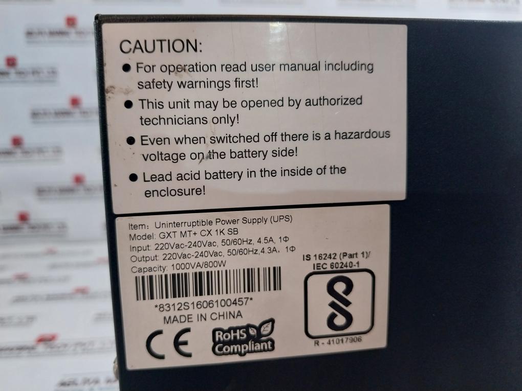 Emerson Gxt Mt+ Cx 1k Sb Uninterruptible Power Supply (Ups)