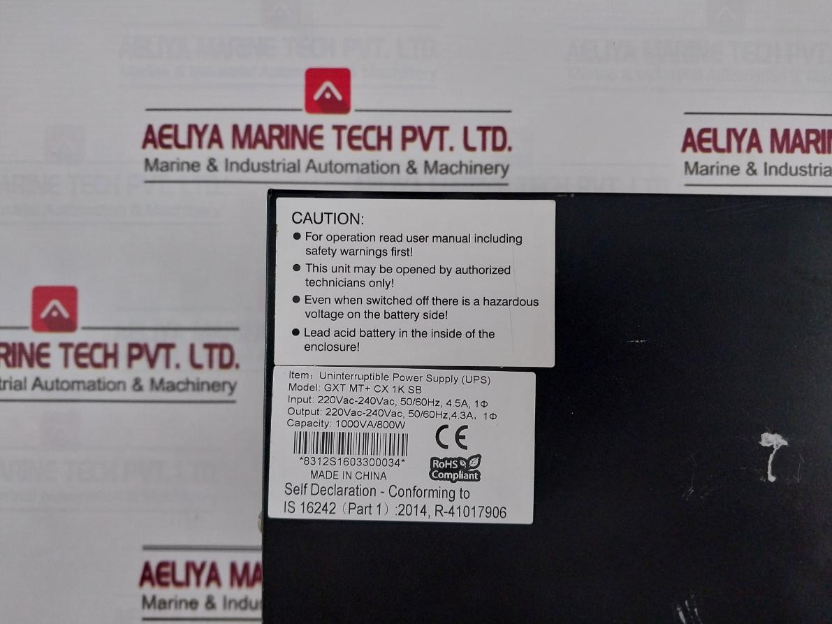 Emerson Gxt Mt+ Cx Ac Uninterruptible Power Supply 1000Va / 800W