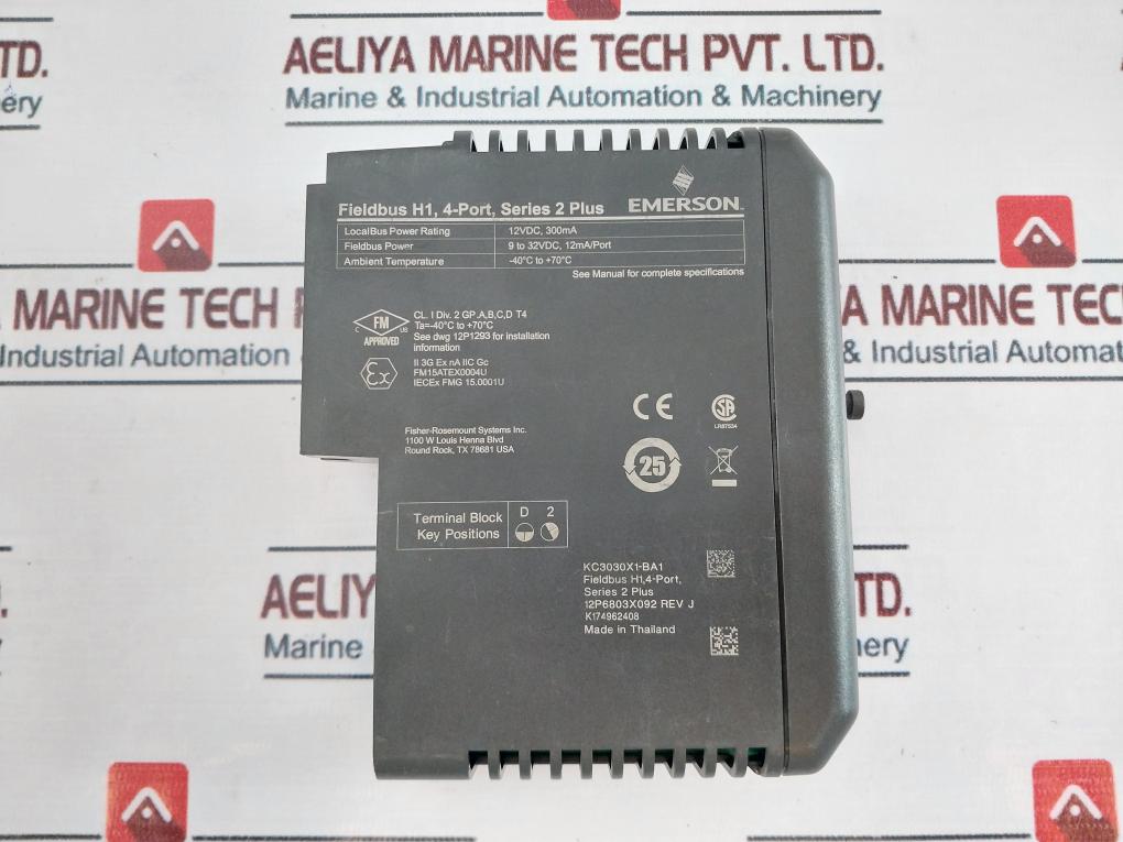 Emerson Kc3030X1-ba1 Fieldbus H1 4-port Module Fm15Atex0004U 12P6803X092