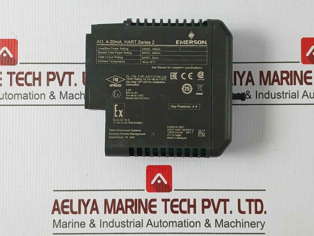 Emerson Kj3221X1-ba1 Analog Output Module 4-20Ma 12Vdc 150Ma Series 2Emerson Process Management