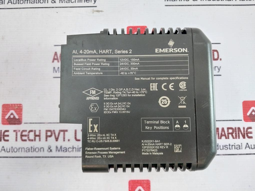 Emerson Kj3222X1-ba1 Input Module 12P2532X152 Rev.R, 4-20 Ma, Series 2, 24Vdc