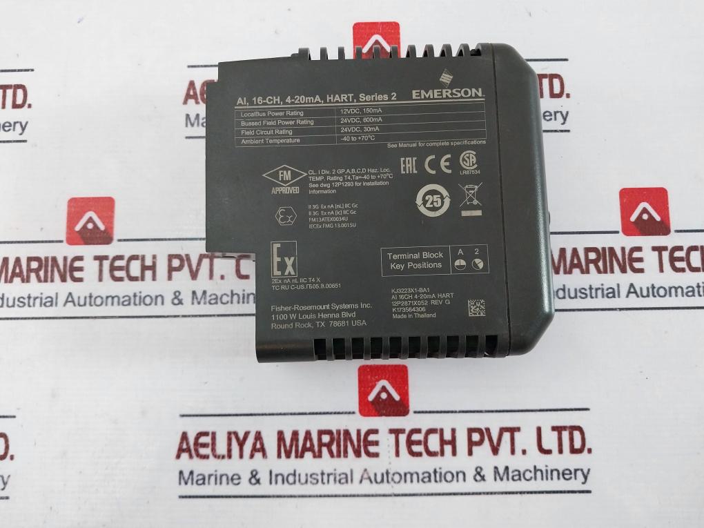 Emerson Kj3223X1-ba1 16-channel Analog Module 12P2871X052 Series 2 Rev G 24Vdc