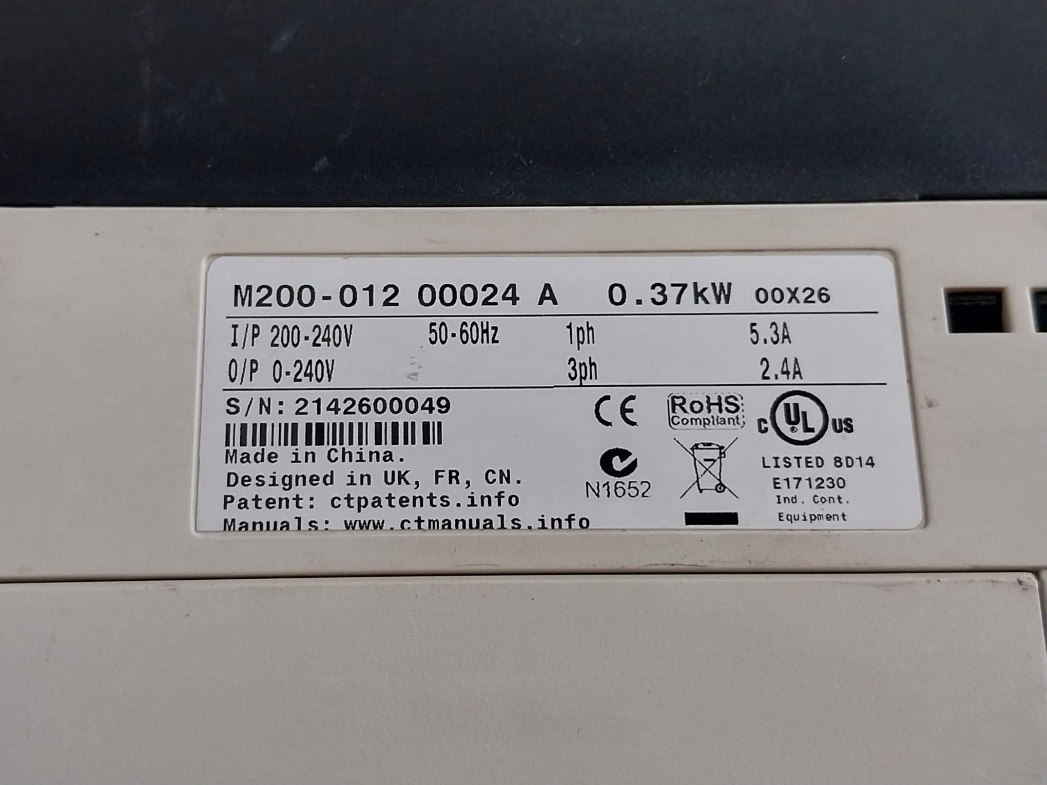 Emerson M200-012 00024 A Unidrive M200 Frequency Inverter 200-240V