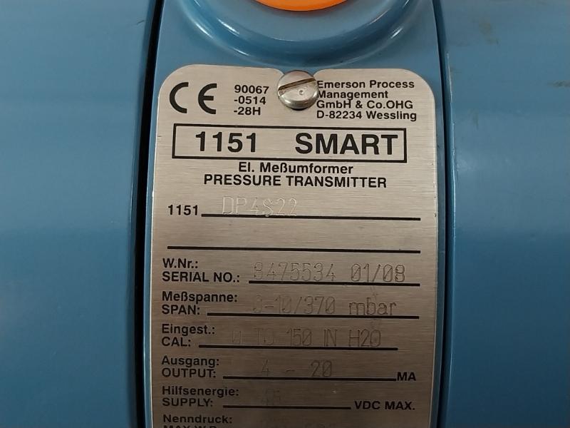 Emerson Rosemount 1151 Smart Pressure Transmitter, Dp/gp, 4-20ma, 140 Bar