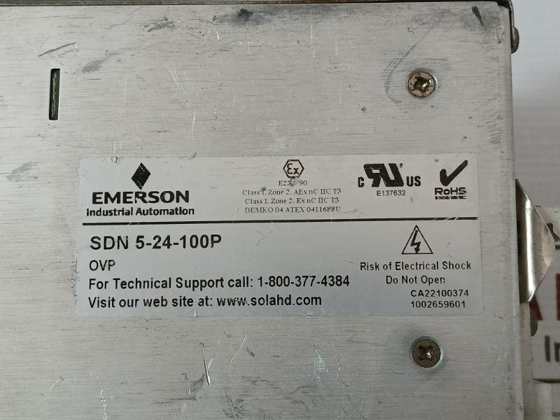 Emerson Sdn 5-24-100P Sola Dc Power Supply 24V Dc 5A 50/60Hz