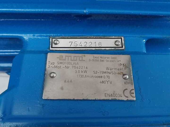 Emod Motoren Smo100l/4a Electric Motor With Brake 480v En60034 10007045a