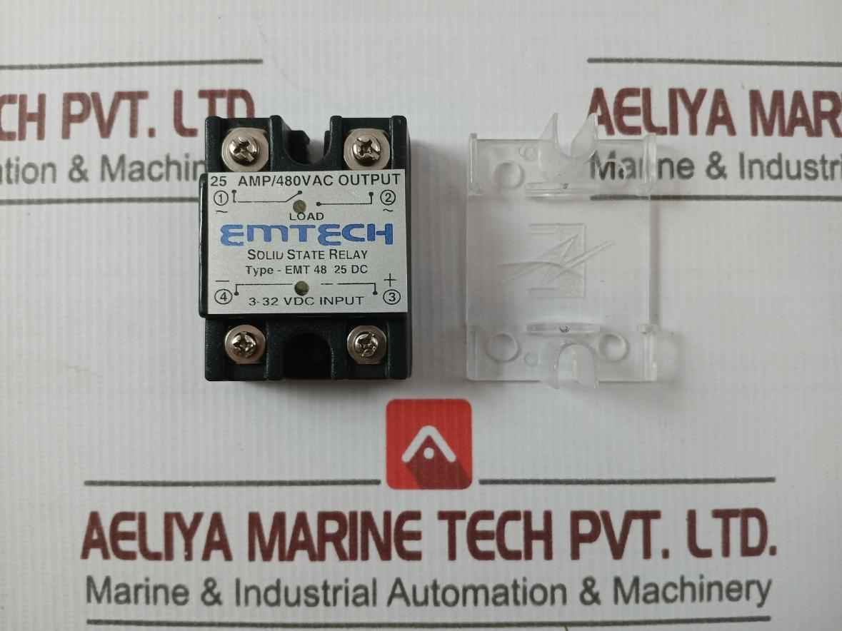 Emtech Emt 48 25 Dc Solid State Relay 3-32 Vdc Input 25 Amp / 480Vac Output