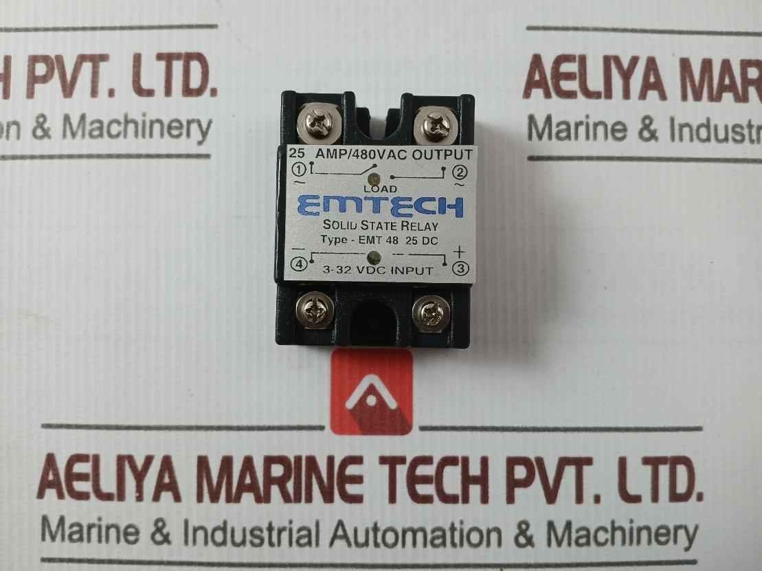 Emtech Emt 48 25 Dc Solid State Relay 3-32 Vdc Input 25 Amp / 480Vac Output