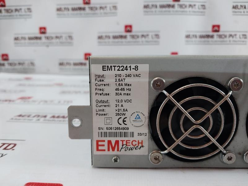 Emtech Power Emt2241-8 Switch Mode Power Supply 45-65 Hz 30A Max 12,0 Vdc