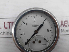 En 837-1 De 1/2" Pressure Gauge 0 To 6 Bar