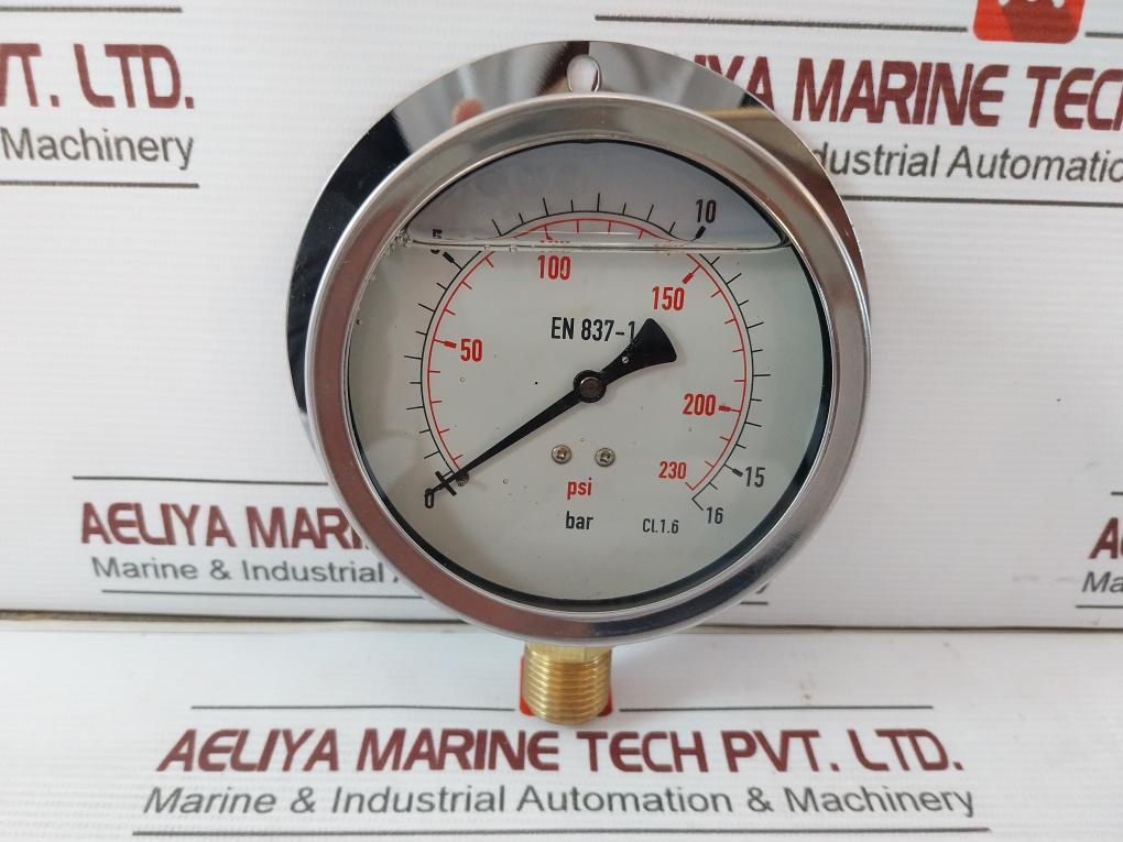 En 837-1 Pressure Gauge 0-230 Psi 0-16 Bar Cl.1.6 Pr11012