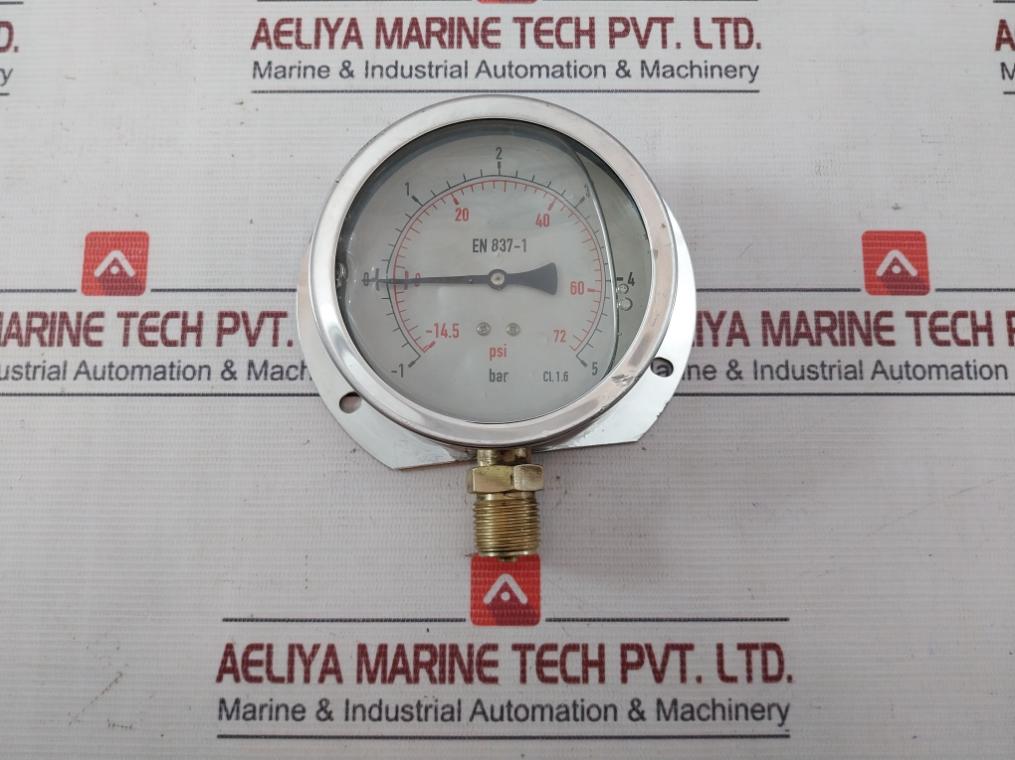 En 837-1 Pressure Gauge 14.5 To 72 Psi 1 To 5 Bar