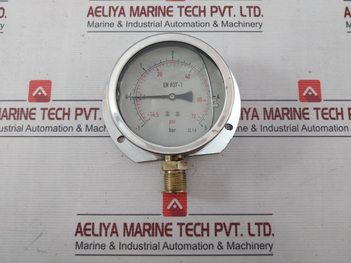 En 837-1 Pressure Gauge 14.5 To 72 Psi 1 To 5 Bar