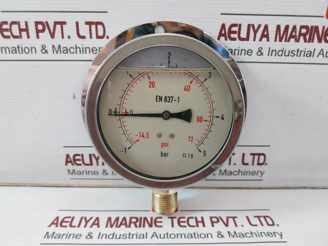 En 837-1 Pressure Gauge 14.5 To 72 Psi 1 To 5 Bar