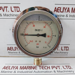 En 837-1 Pressure Gauge 14.5 To 72 Psi 1 To 5 Bar