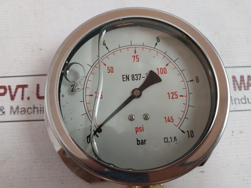 En 837-1 Pressure Gauge Pr11011 0-145 Psi 0-10 Bar