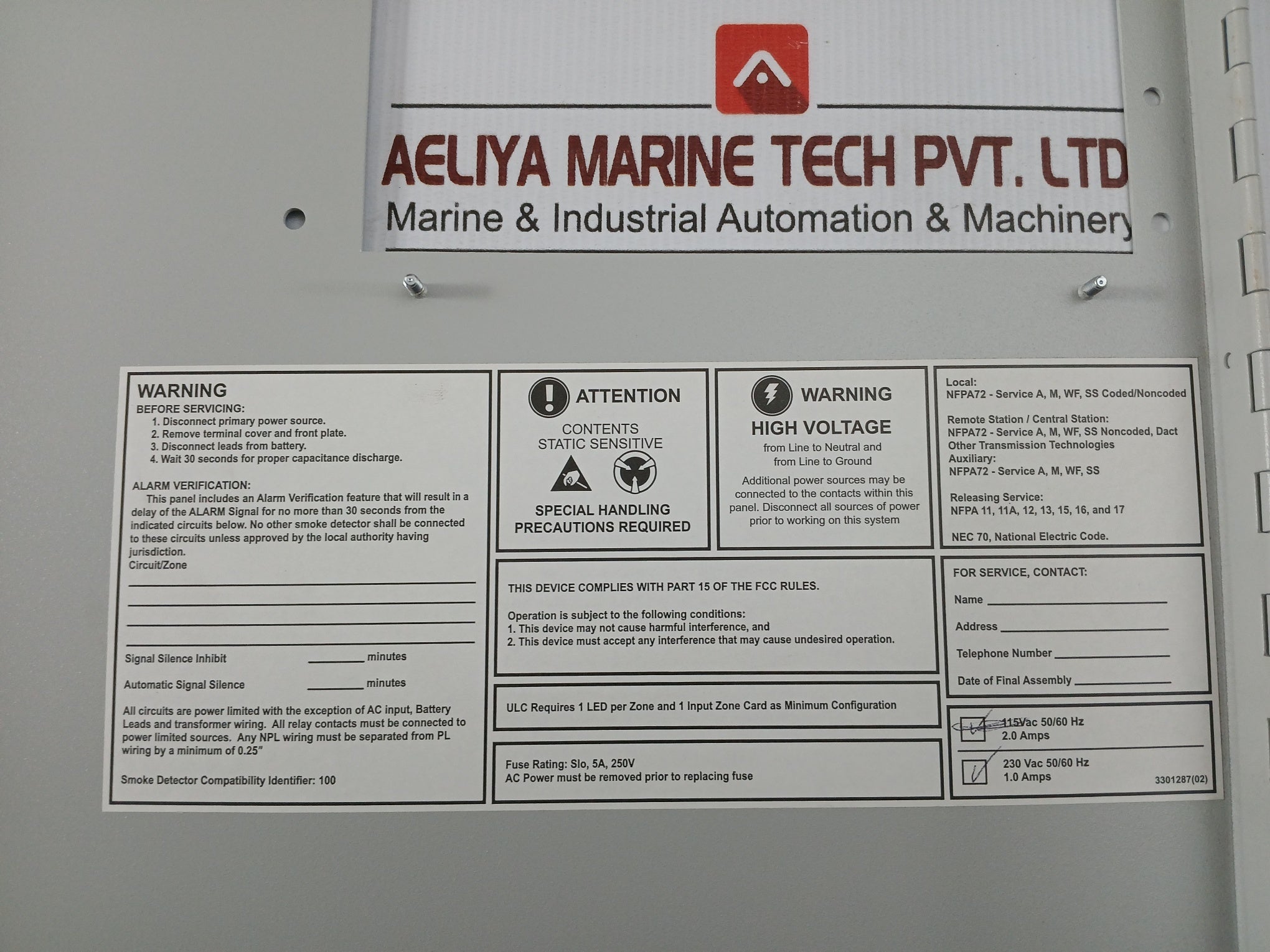 Enclosure For Quick Start Alarm 230 Vac 50/60 Hz Est