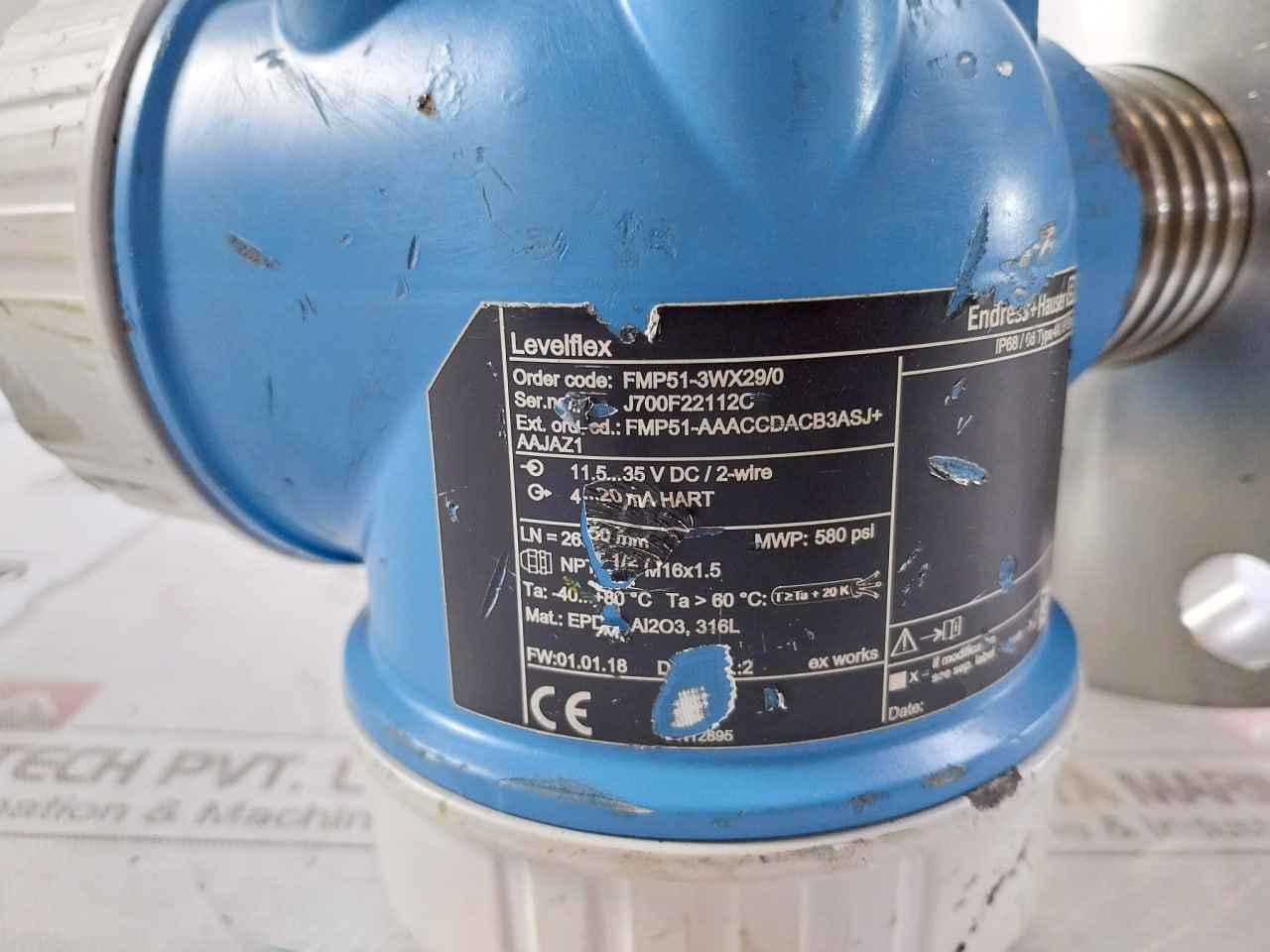 Endress+Hauser Fmp51-3Wx29/0 Levelflex Radar Level Transmitter 580 Psi 4-20Ma