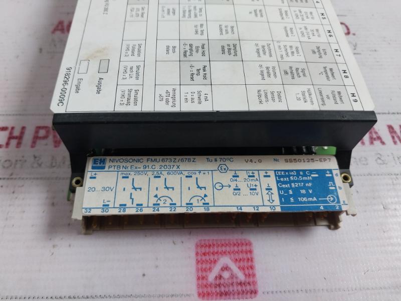 Endress+Hauser Fmu 673 Z Nivasonic Moisture Measurement 70C 20-30V I 106 Ma