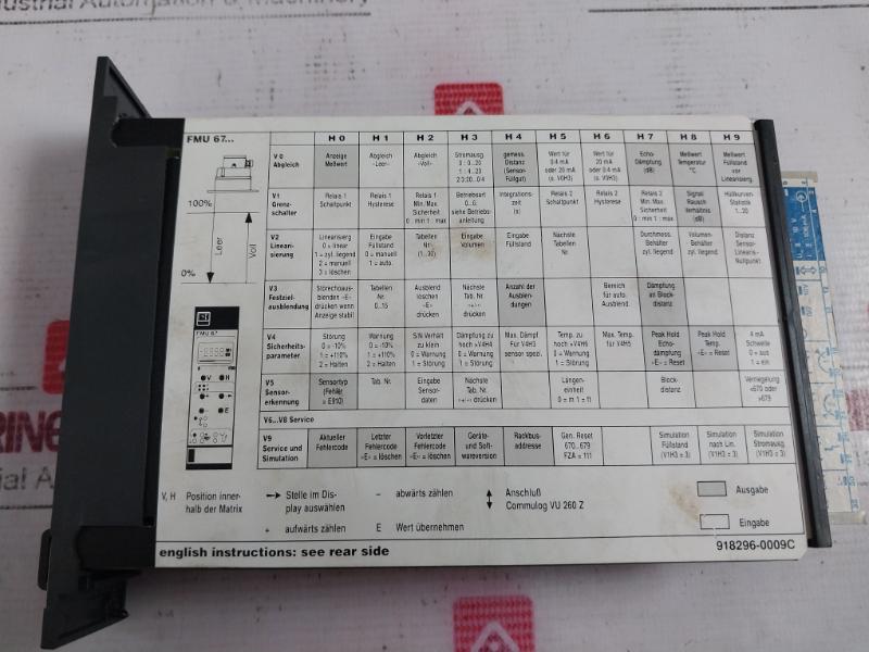 Endress+Hauser Fmu 673 Z Nivasonic Moisture Measurement 70C 20-30V I 106 Ma