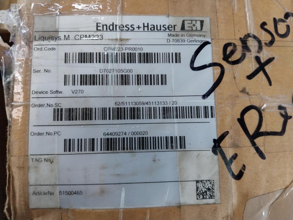 Endress+Hauser Liquisys M Cpm223 Ph/Redox Transmitter Ph0…14