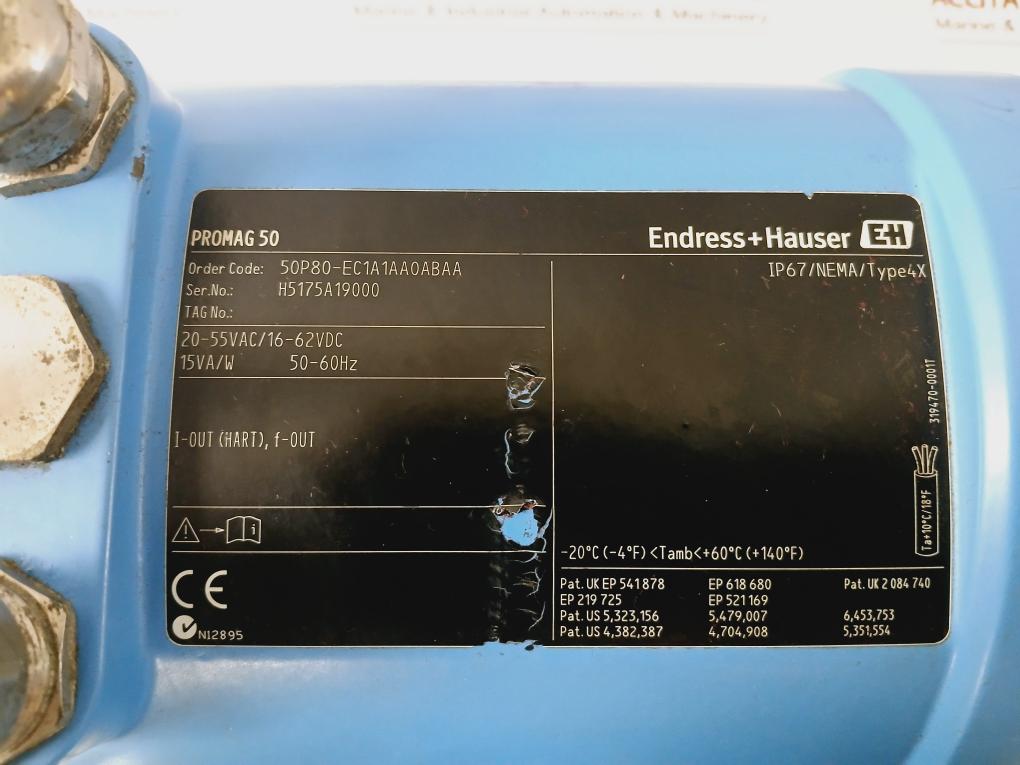 Endress+hauser Promag 50 Electromagnetic Flowmeter 50p80-ec1a1aa0abaa 20-55vac