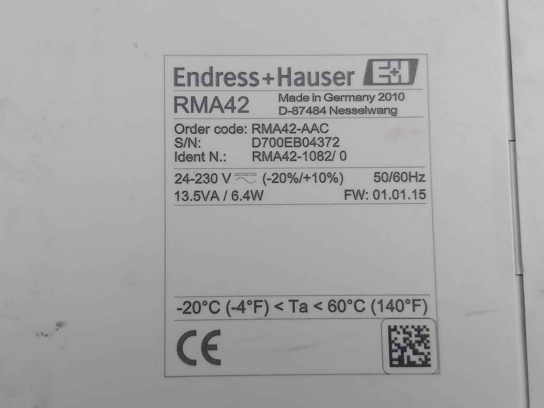 Endress+hauser Rma42-aac Process Transmitter 24–230 v Ac/dc 01.01.15
