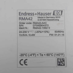 Endress+hauser Rma42-aac Process Transmitter 24–230 v Ac/dc 01.01.15