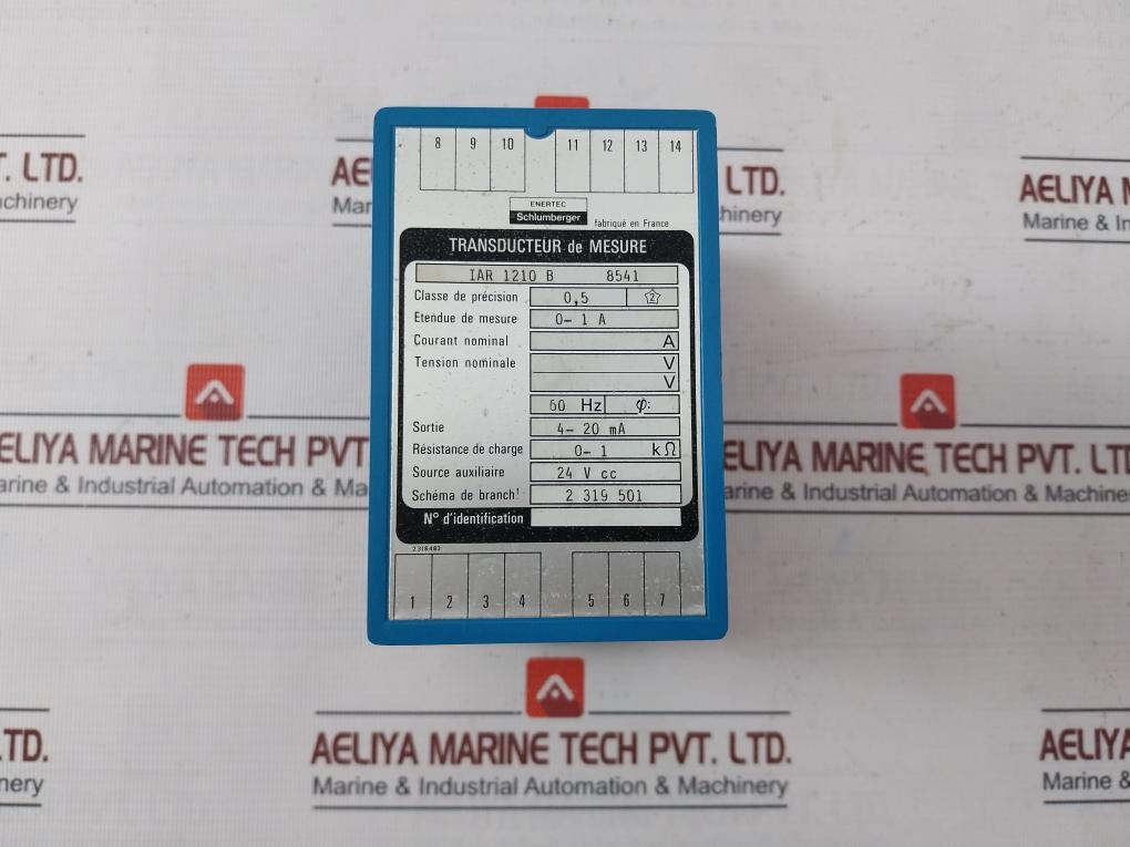 Enertec Schlumberger Iar 1210 B Measuring Transducer 0-1A 4-20 Ma 24V Cc 60Hz