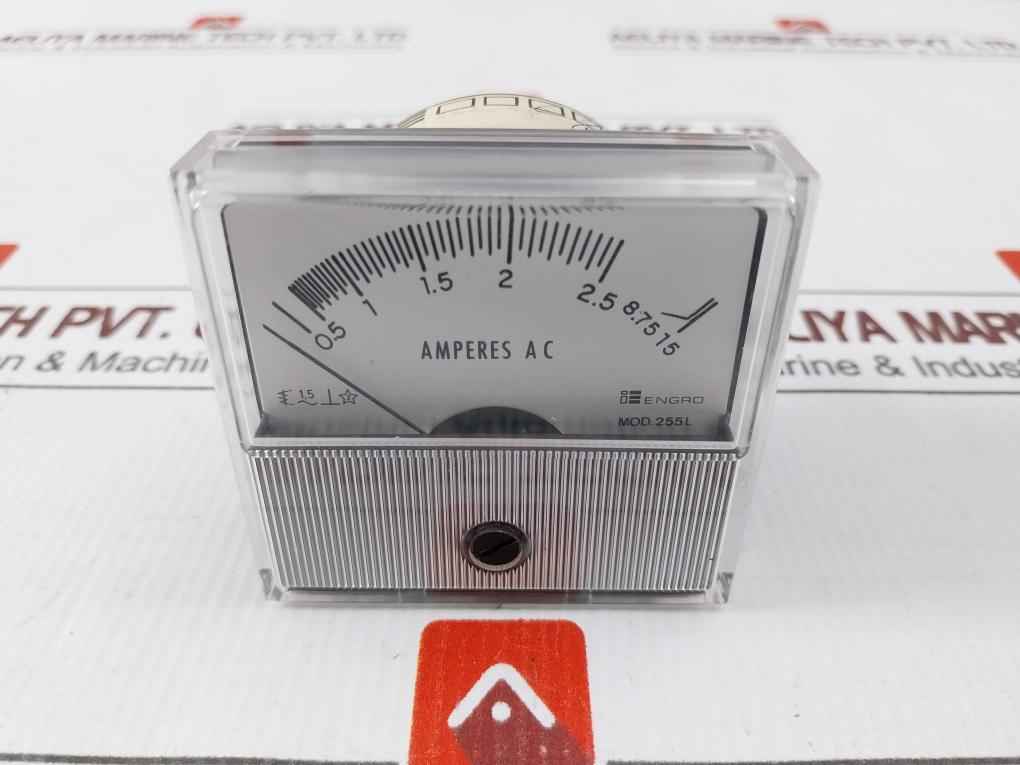 Engro 255L Analog Panel Ammeter 0.5-2.5/15 Amperes Ac